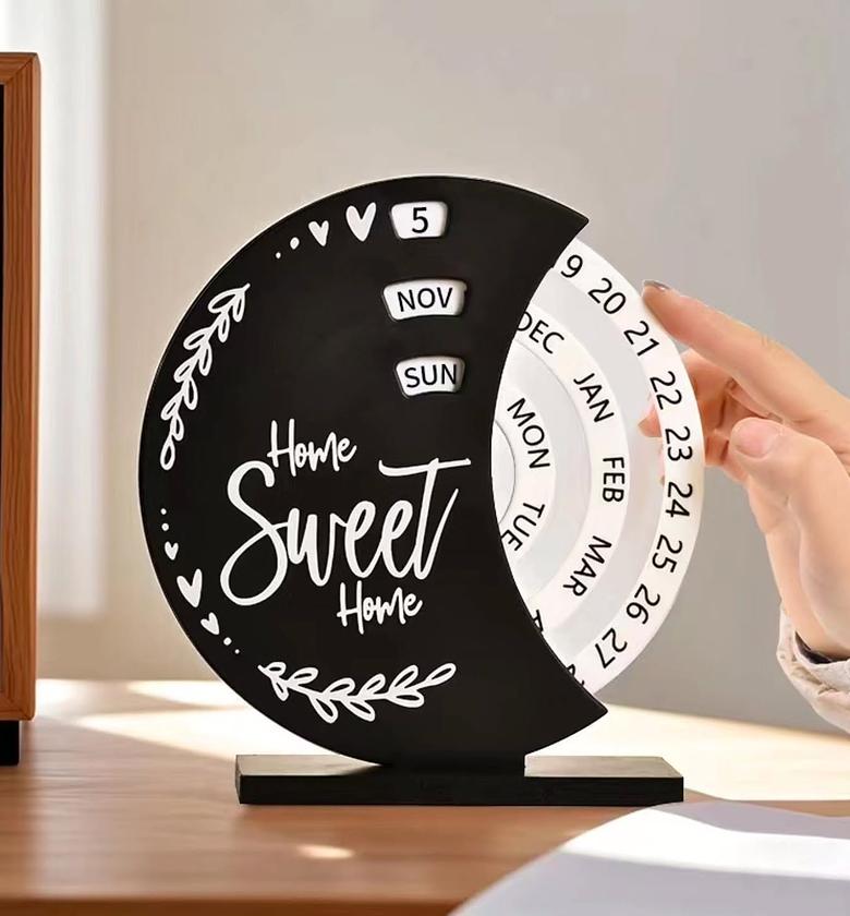 Elegant Wooden Perpetual Desk Calendar (18.5cm) image