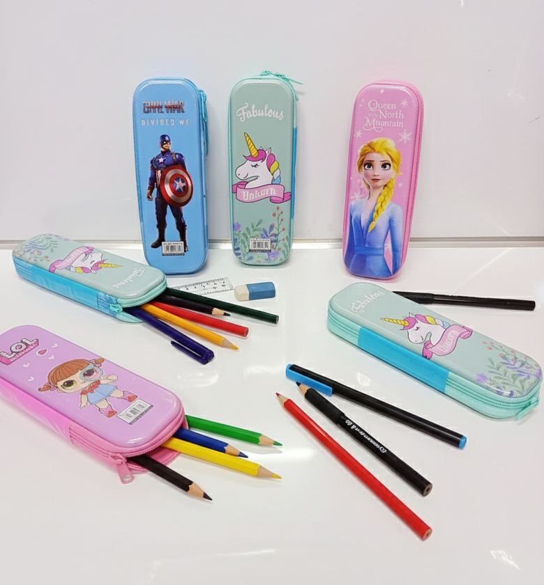 Durable Cartoon Pencil Case Kids. Frozen, Unicorn, School Stationery Box image