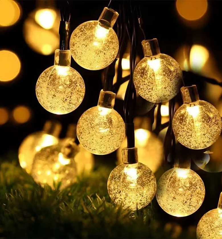 Warm Glow Solar Orb Outdoor Christmas String Lights (100 LED) image