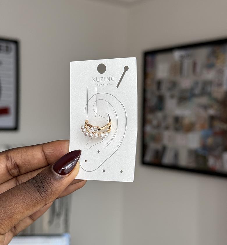 Luminous Pearl Crescent ear cuff image