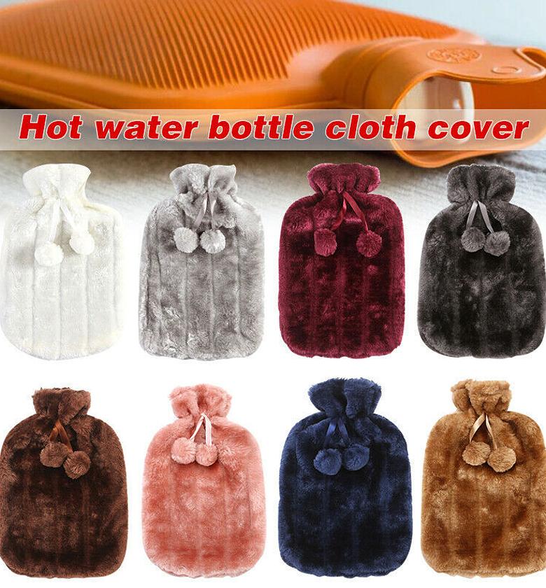 2L Premium Hot Water Bottle with Removable Plush Faux Fur Cover for Pain Relief and Warmth - High Quality Rubber Bag image