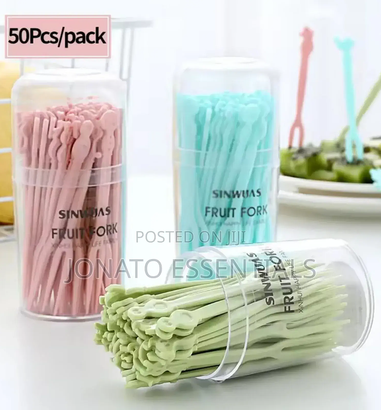 50 PCS Reusable Mini Fruit Forks, Kids Lunch Picks Dessert image