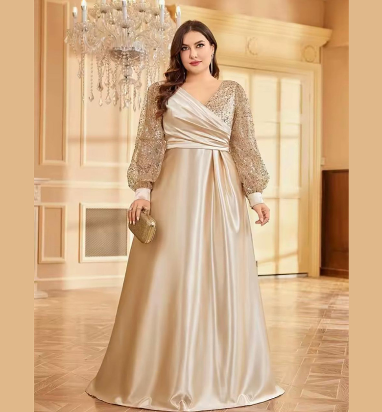 Gilded Silk Sequin Sleeve Ball Gown image
