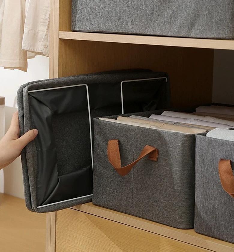 Foldable Fabric Storage Basket 50x35x24cm Grey Clothes Organizer - Nairobi Kenya image