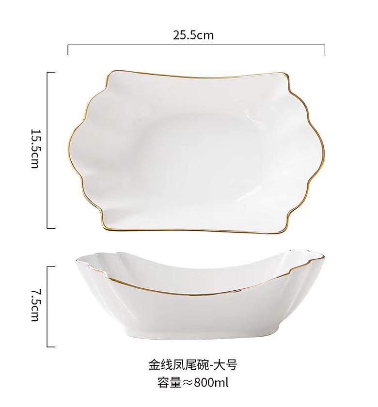 European tracing gold Ceramic Household Soup Bowl  image