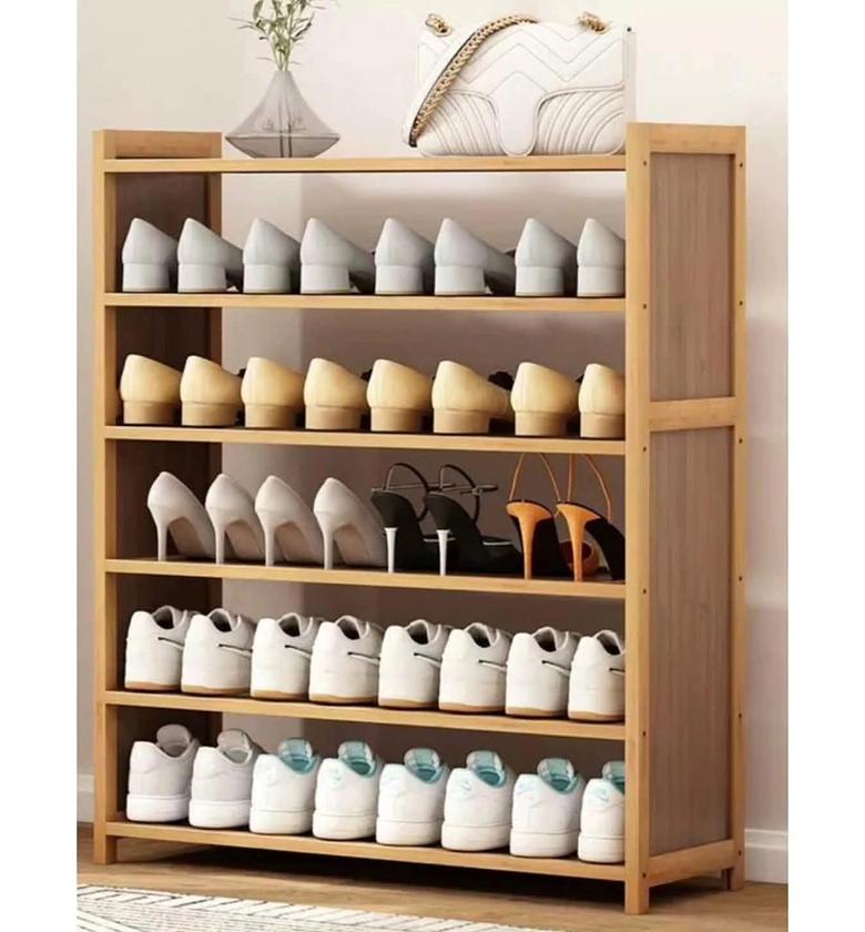 6-Layer Bamboo Shoe Rack – Natural Finish image
