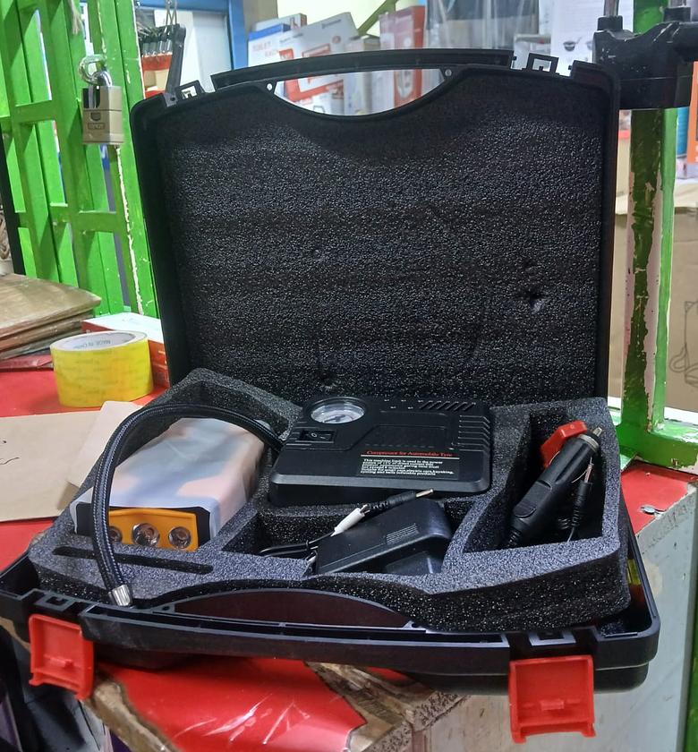 Emergency Car Jump starter Kit.  Jam Starter Kit And Compressor Can Also Be Used As A power bank for your phone image