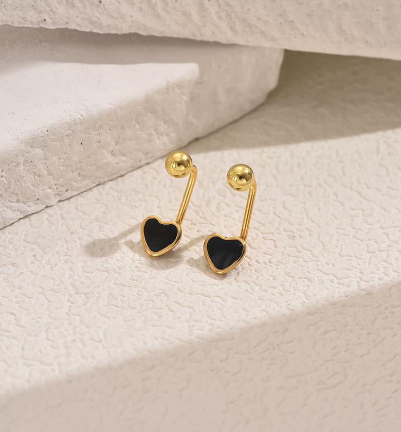 Sweet Simple Heart Shape Enamel Ear Studs image