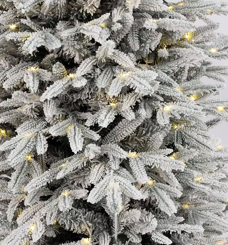 Premium PVC Pre-Lit Snow Flocked Spruce Christmas Tree image