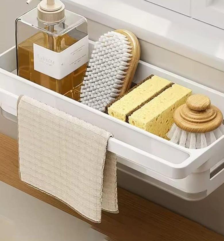 Wall mounted sink caddy. image
