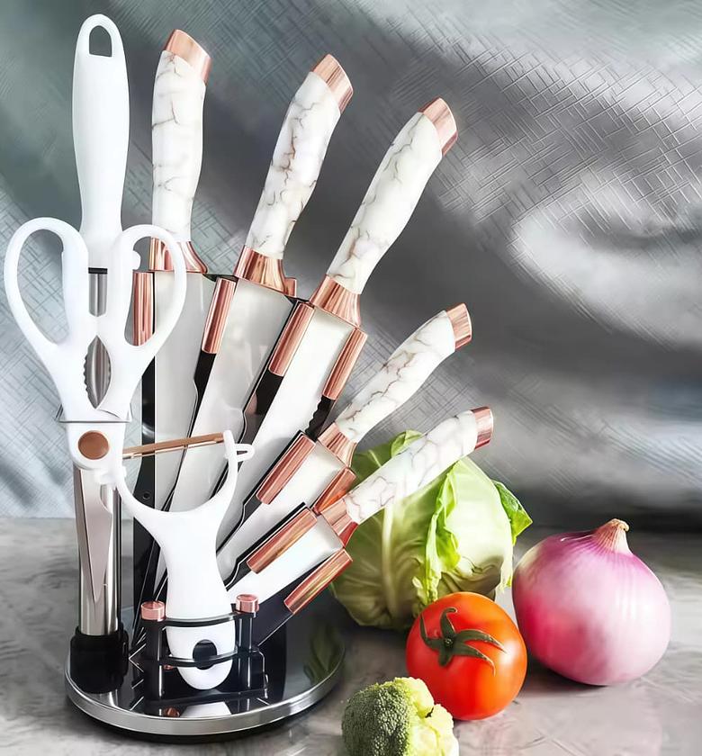 9 Piece Rose Gold Marble Pattern Paint Knife image
