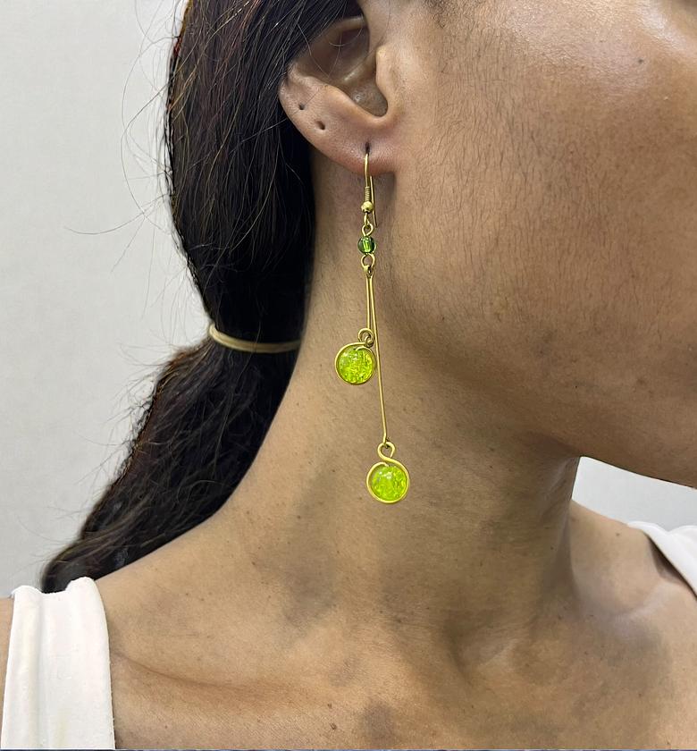 Amber  Green Earrings image