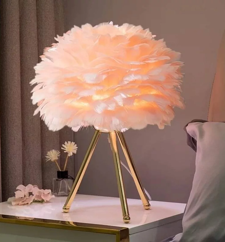 Nordic Feather Tripod Bedside Accent Lamp image