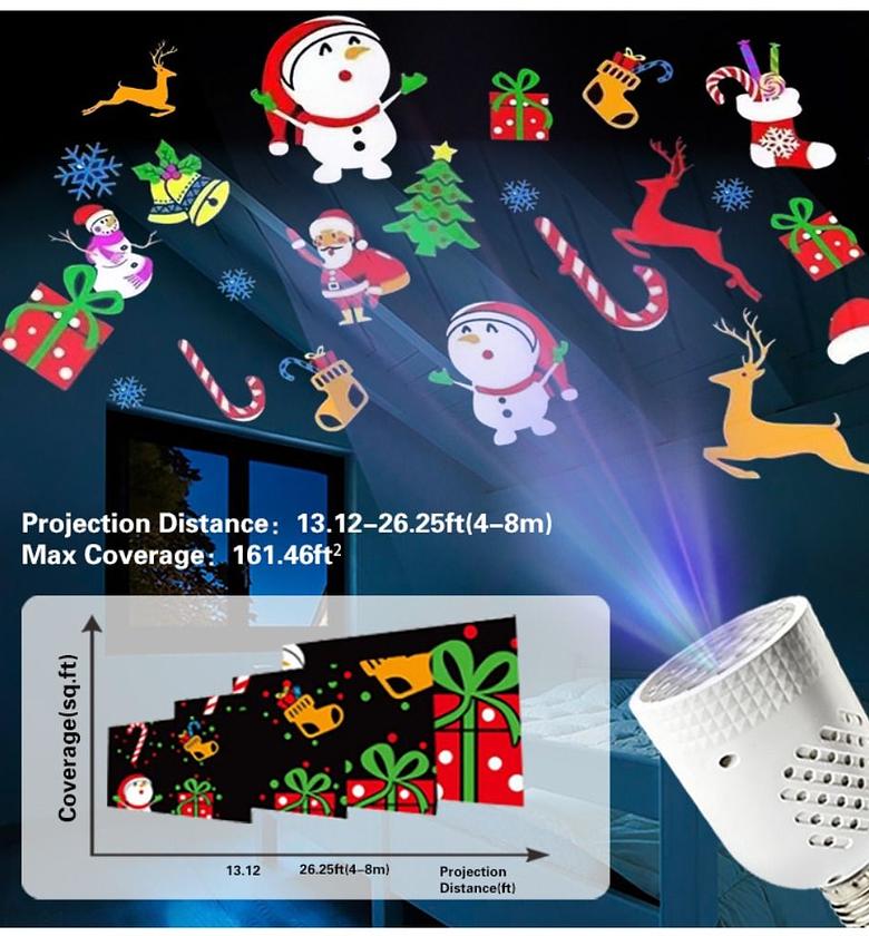 Christmas Projector Light E27 Bulb Snowman Santa Outdoor Indoors image