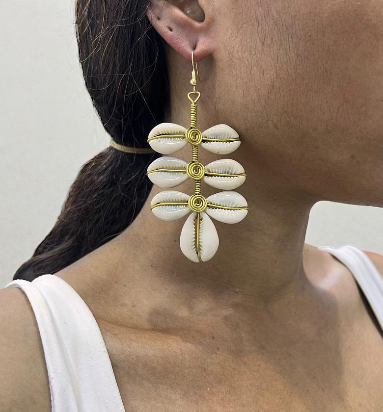 Ndakalu African Cowrie Earrings image