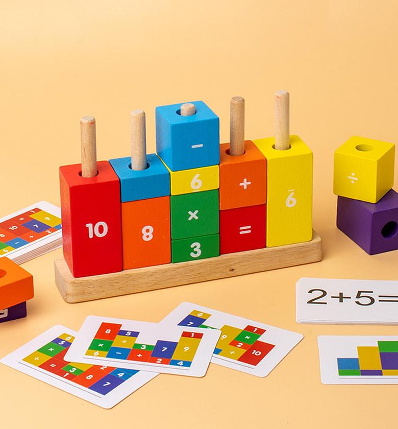 Montessori Wooden Number Blocks or Wooden Number Building Blocks.  image