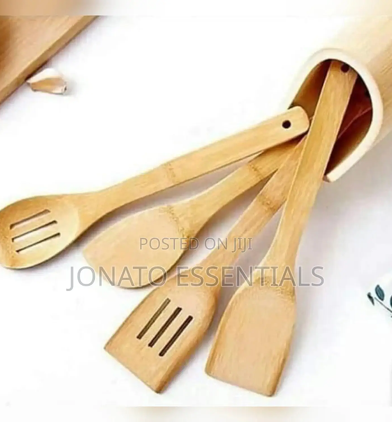 4 Pc Mwiko Set, Wooden Cooking Spoons Set image