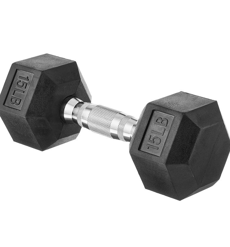 Amazon Basics 15lb Rubber Hex Dumbbell with Cast Iron Core image