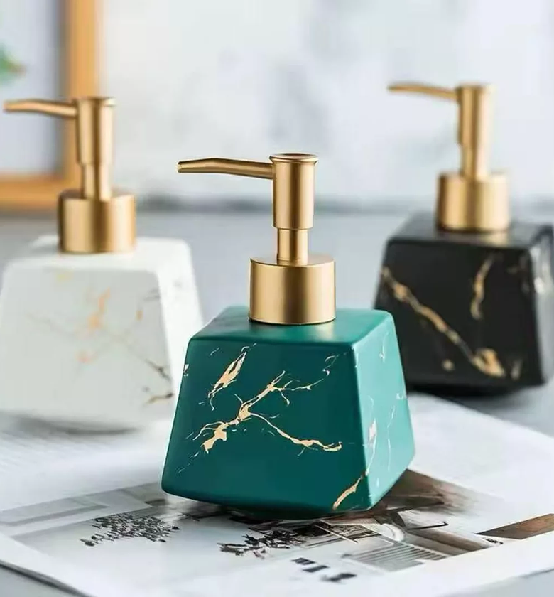 Ceramic soap dispenser. image