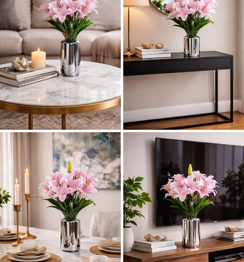 Table Top Big  Silver Potted Flowers image