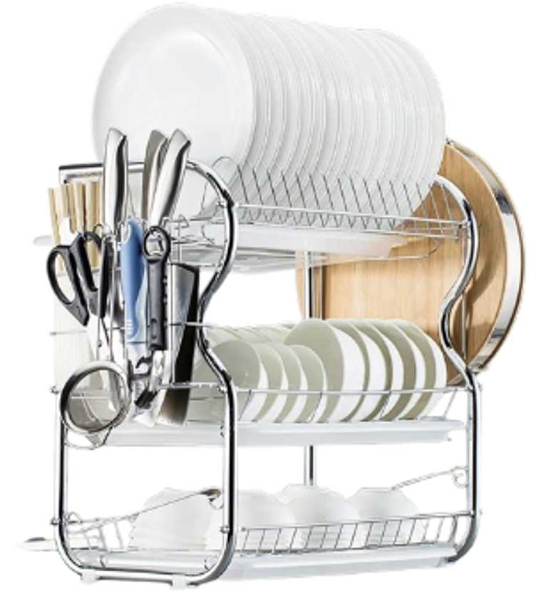 Dish Rack. Rashnik 3 Layers Stainless Steel Dish Rack image