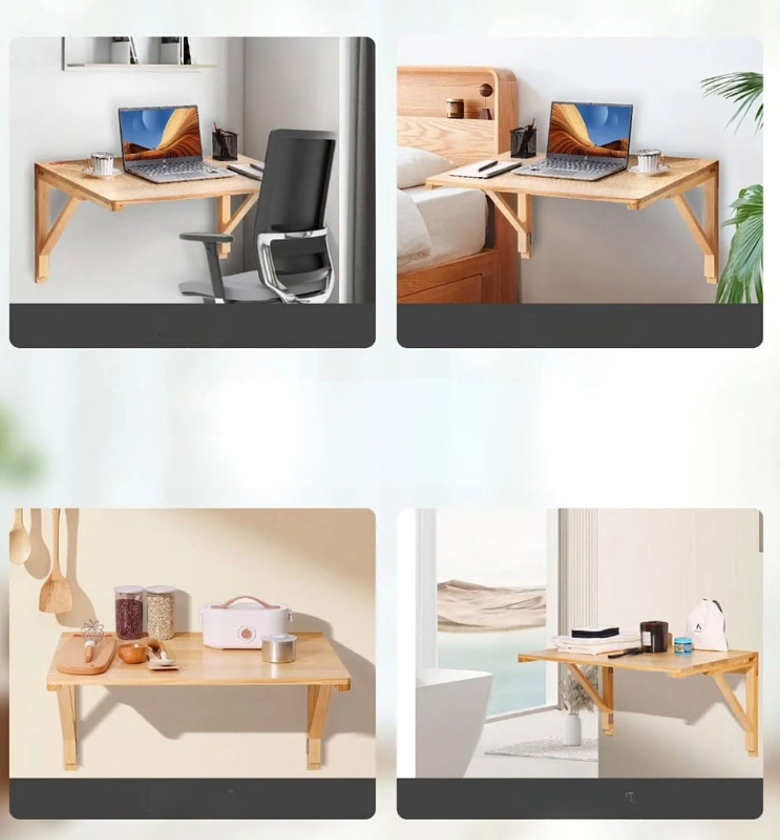 FoldSmart Wall-Mounted Bamboo Table image