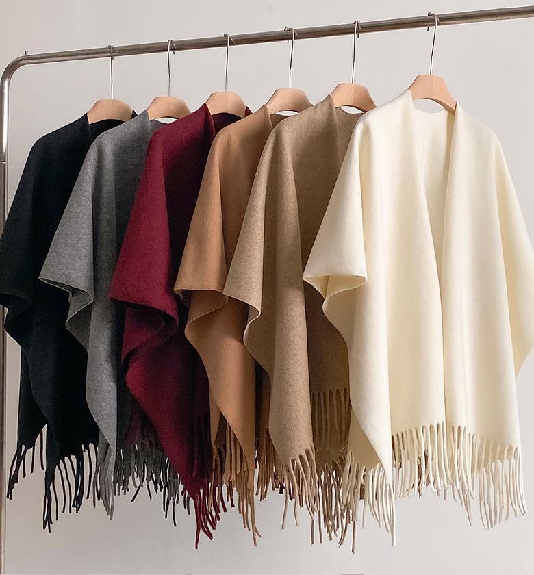 Winter Women Poncho Warm Shawl Double Sided Designer Thickening Blanket Luxury Scarf image