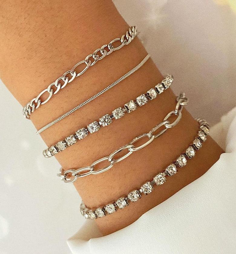 Gold and Silver Bracelets Set image