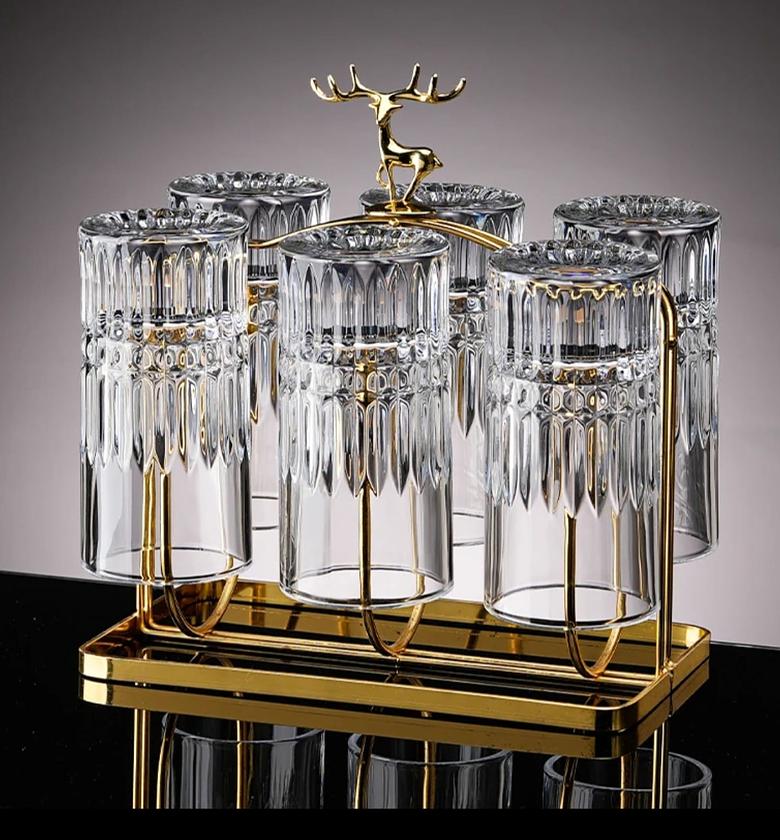 6pcs Thick Embossed Carved Water / Juice Glasses – 350ml image