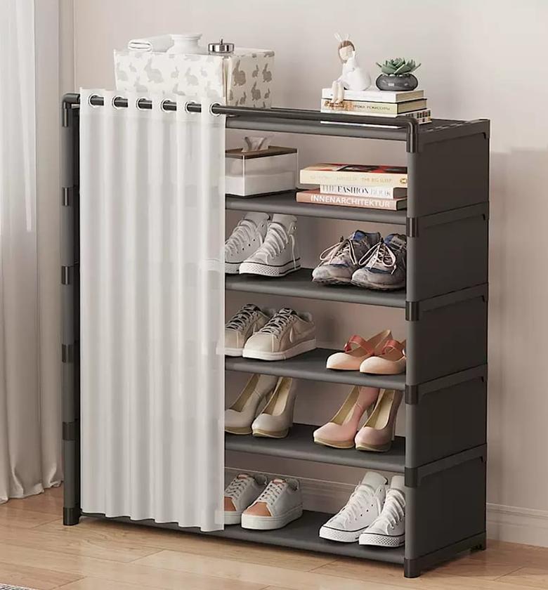 8- layer shoe rack organizer with fabric dustproof cover image