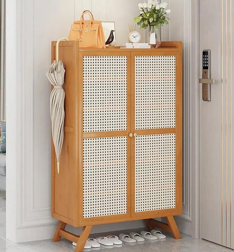 Bamboo shoe rack with 6 tiers. image