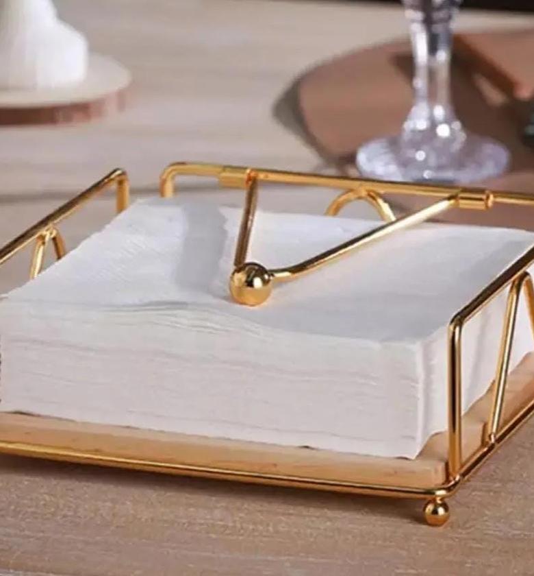 Luxury metallic serviette holder,with Bamboo place on. image