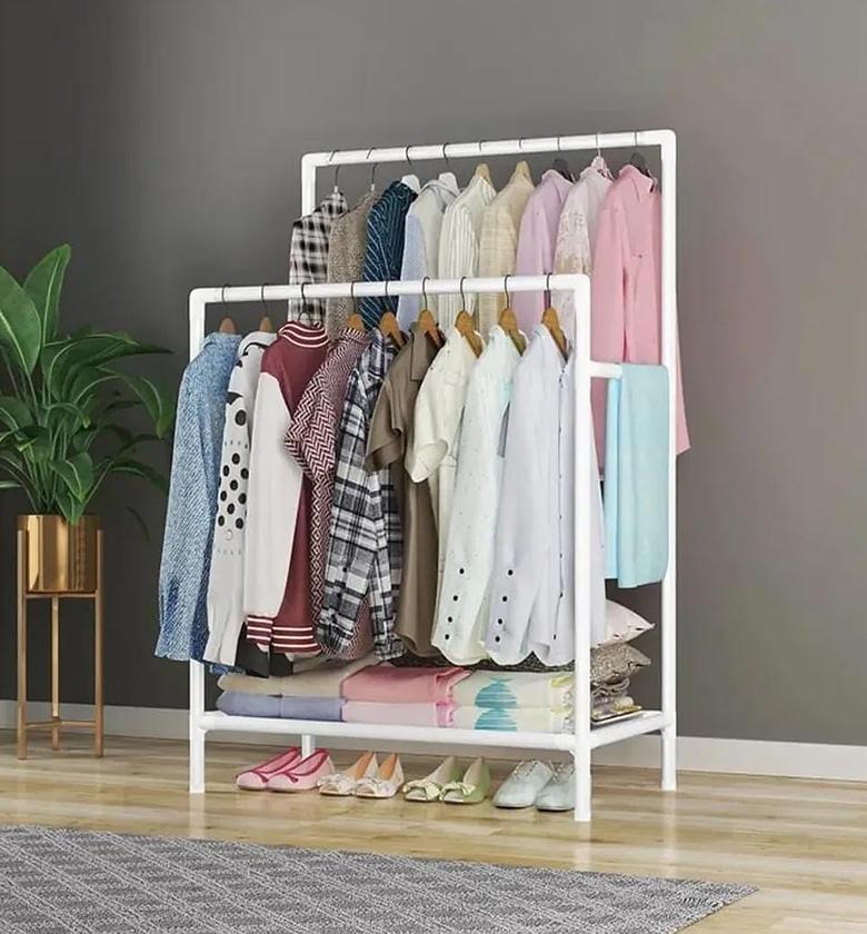 Double-pole floor clothes rack image