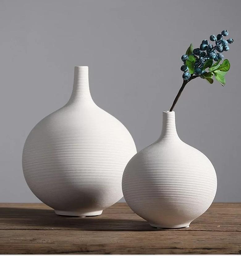 Minimalist Ins Style Modern Nordic Home Decoration Round Shape Porcelain Flower Vase. image