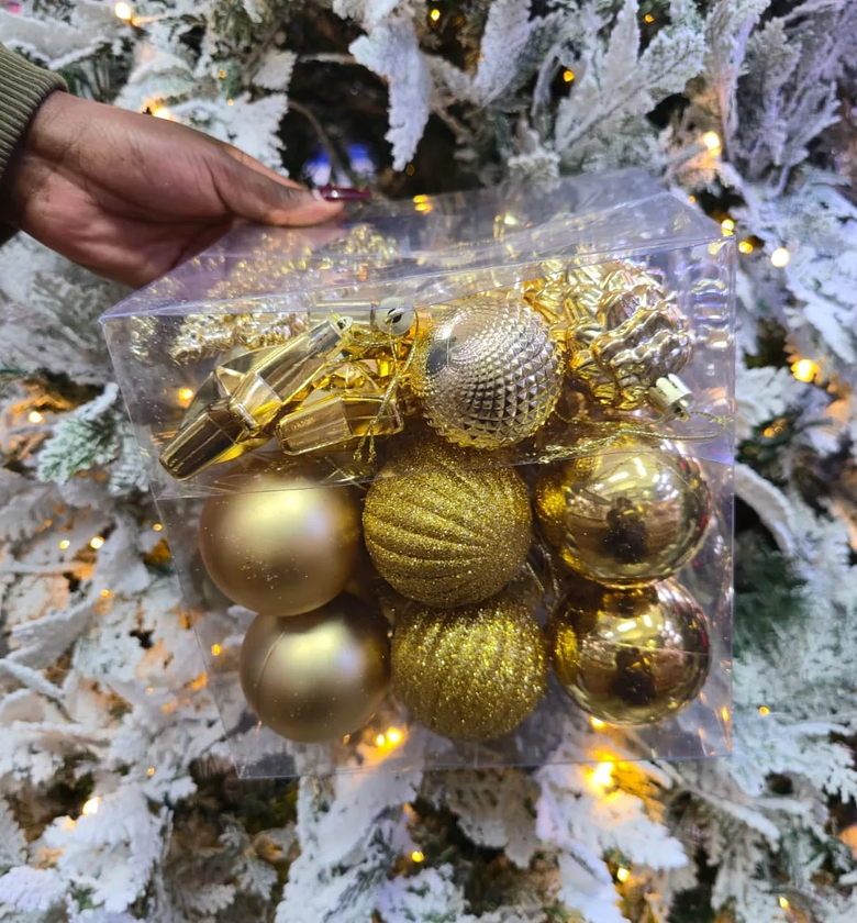 31-Piece White & Gold Assorted Christmas Ornament Set image