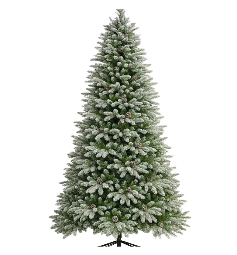 Premium Flocked Pine Christmas Tree with Natural Pine Cones image