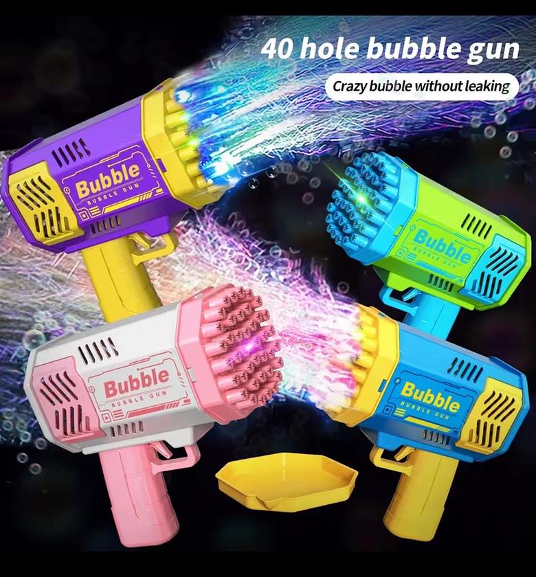 One pack 40-hole handheld electric bubble gun with LED lights image