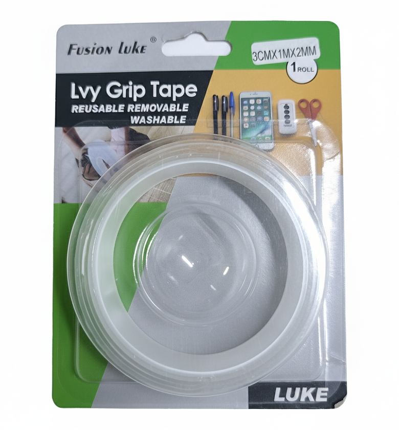 Fusion Luke Lvy Grip Tape Double Sided Nano Adhesive Mounting Tape, Reusable & Washable Heavy Duty Gel Tape for Home & Office - Nairobi, Kenya image