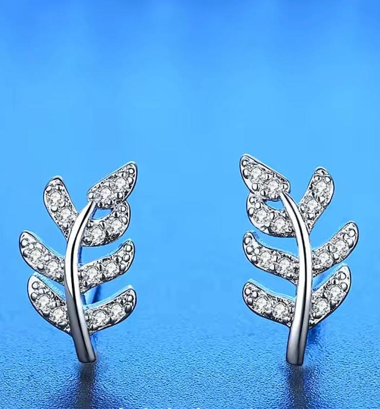 Glimmering Olive Branch Sterling Studs image