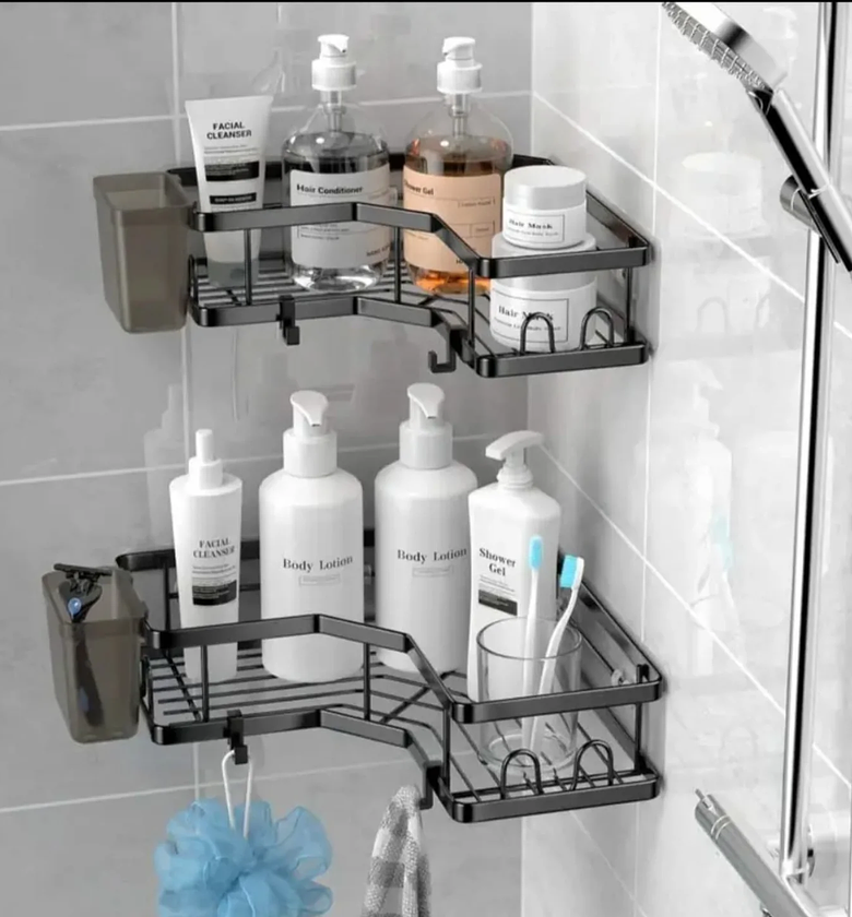 Multipurpose 4-Piece Triangular Corner Shower Caddy Shelf image