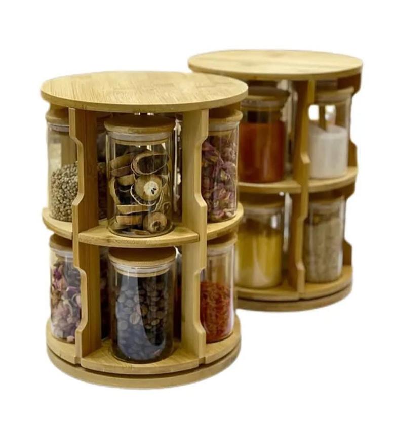 10pc spice jars with rotating rack. image