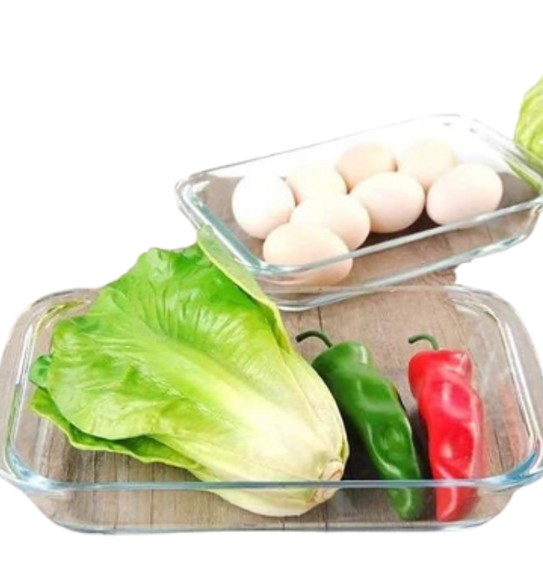 2 Pieces Glass Set Of Rectangular Baking Trays/Pans image