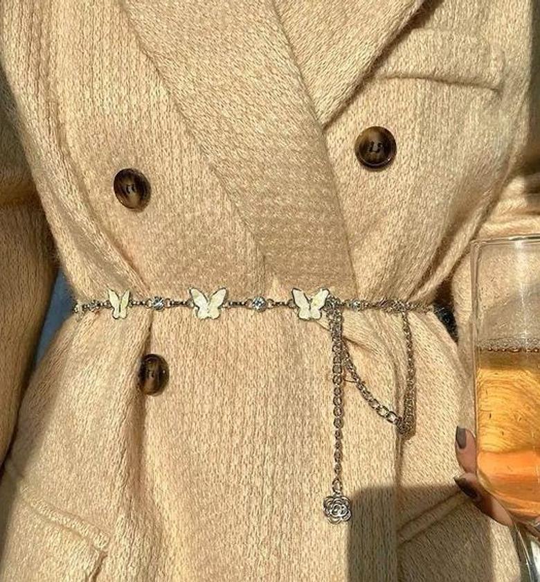 Vintage Butterfly Rose Chain Belt image