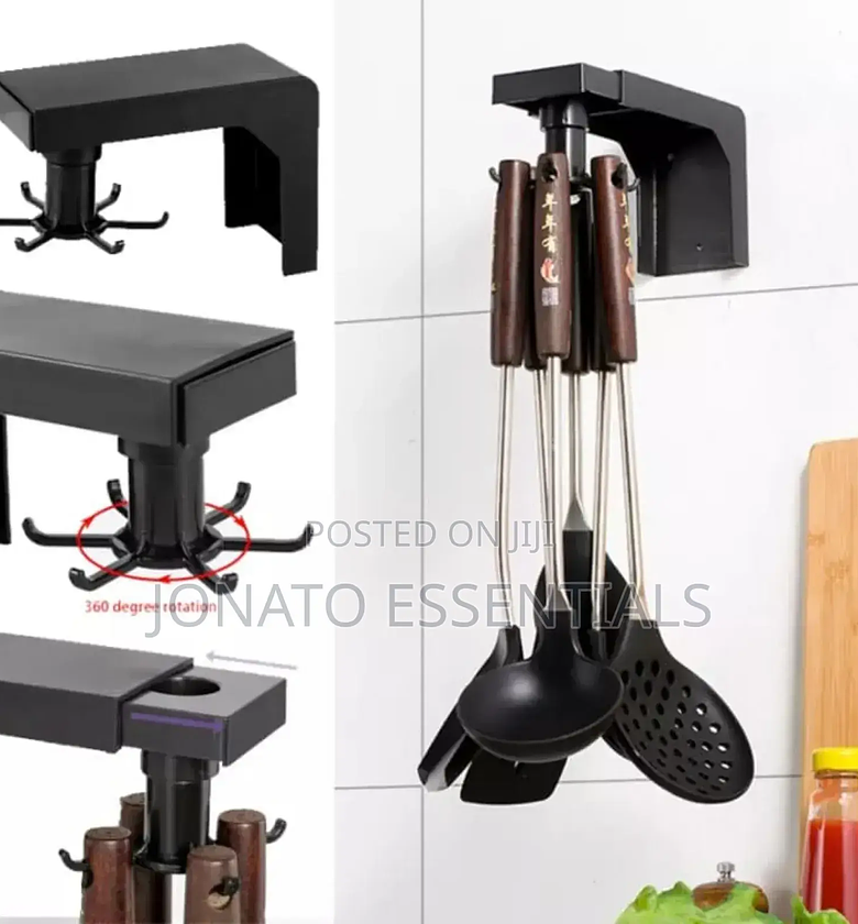 360° Rotating Kitchen Utensil Hooks Hanger image