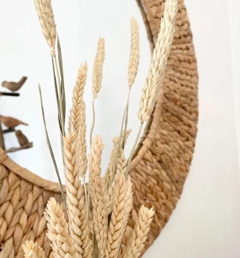 Decorative Water Hyacinth Handmade Braided Natural Boho Mirror image