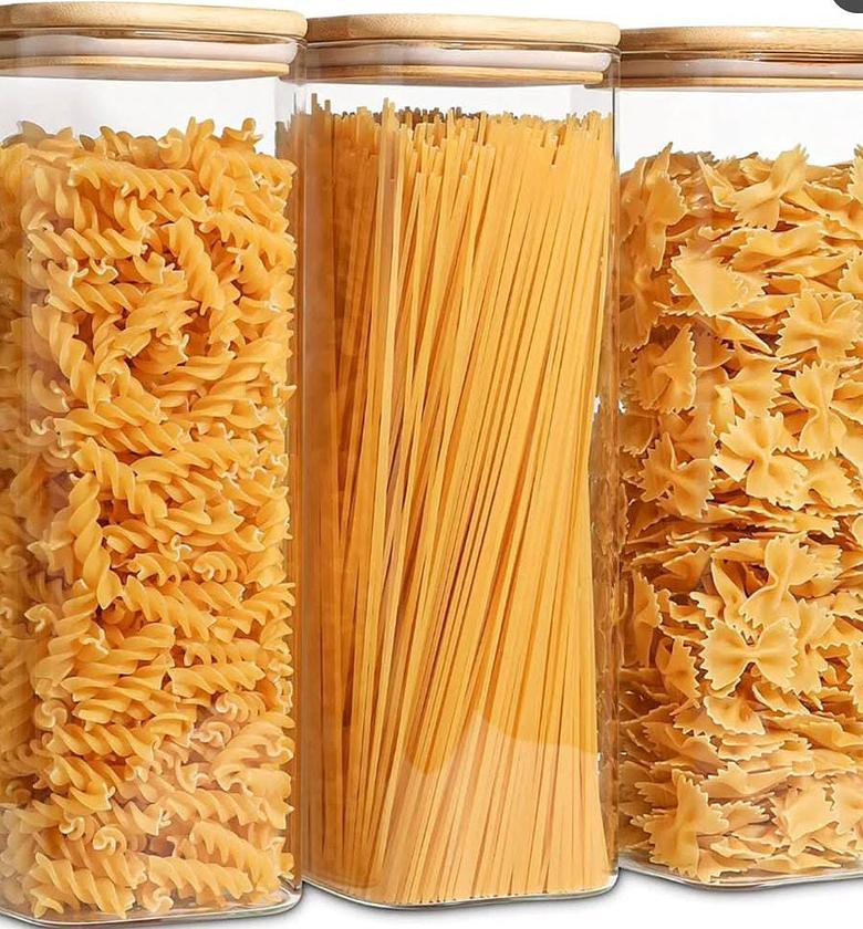 Square glass jar with bamboo lid .2000ml image