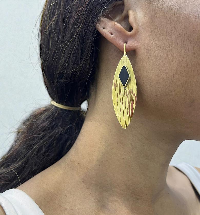 Leaf  Shape Brass Earrings image