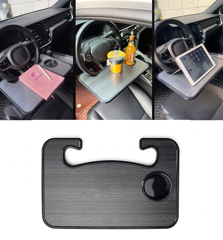 Universal Car Steering Wheel Tray & Laptop Desk - Portable Food Table for Drivers - Heavy Duty Interior Accessory image