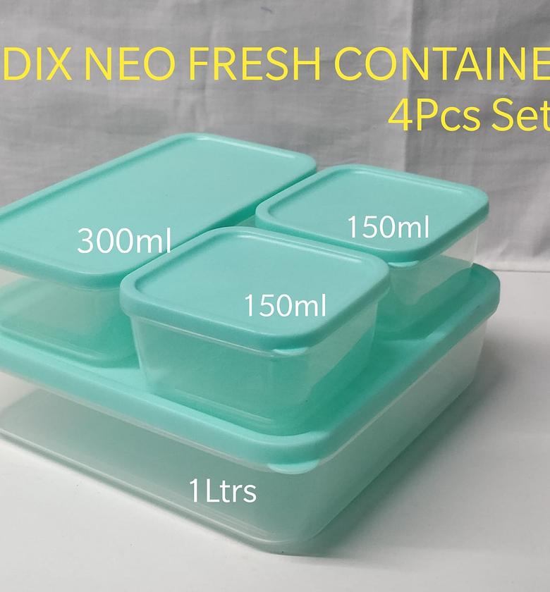 Adix Neo Fresh Food Storage Containers 4Pcs Set Airtight Kitchen Organizer for Meal Prep & Fridge Storage image