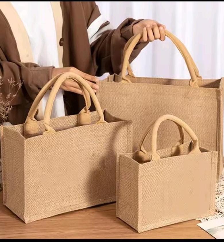  Linen Reusable Eco friendly shopping jute bags  image